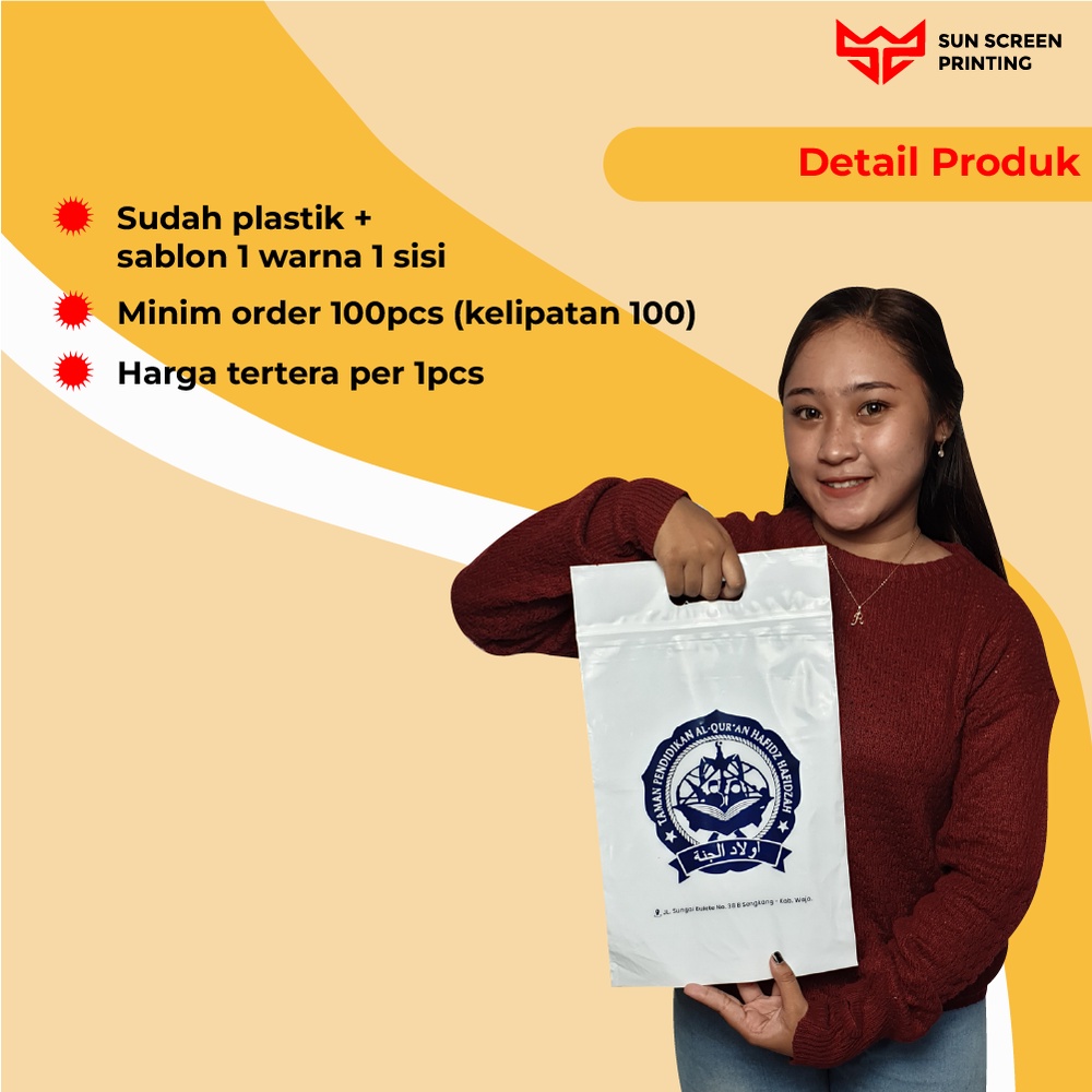 Sablon Plastik Ziplock Plong 30x38+7 Plastik Packing Olshop