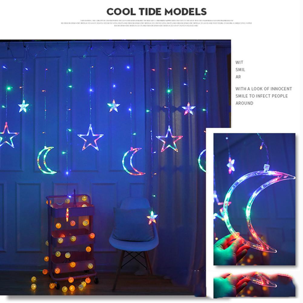 Moivon LED Curtain Lamp Fairy String Neon Light Xmas Festival Bedroom Home Decor