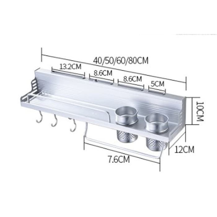 HomiHomi Rak Bumbu Dapur Gantung Minimalis Dinding Serbaguna Aluminium AD568N40