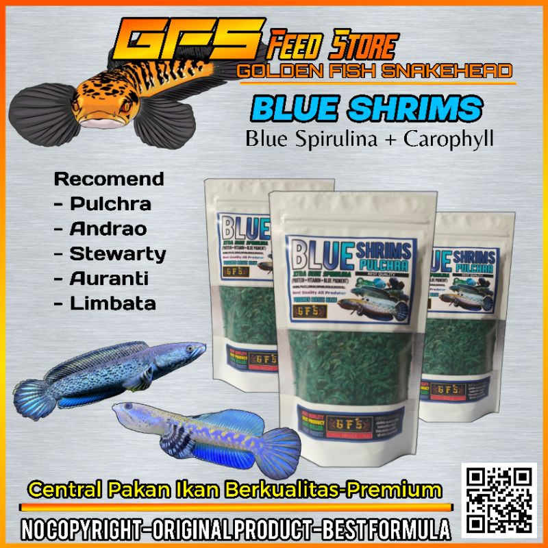 Udang Blue Shrims Udang Biru Pakan Channa Pulchra 60 Gram