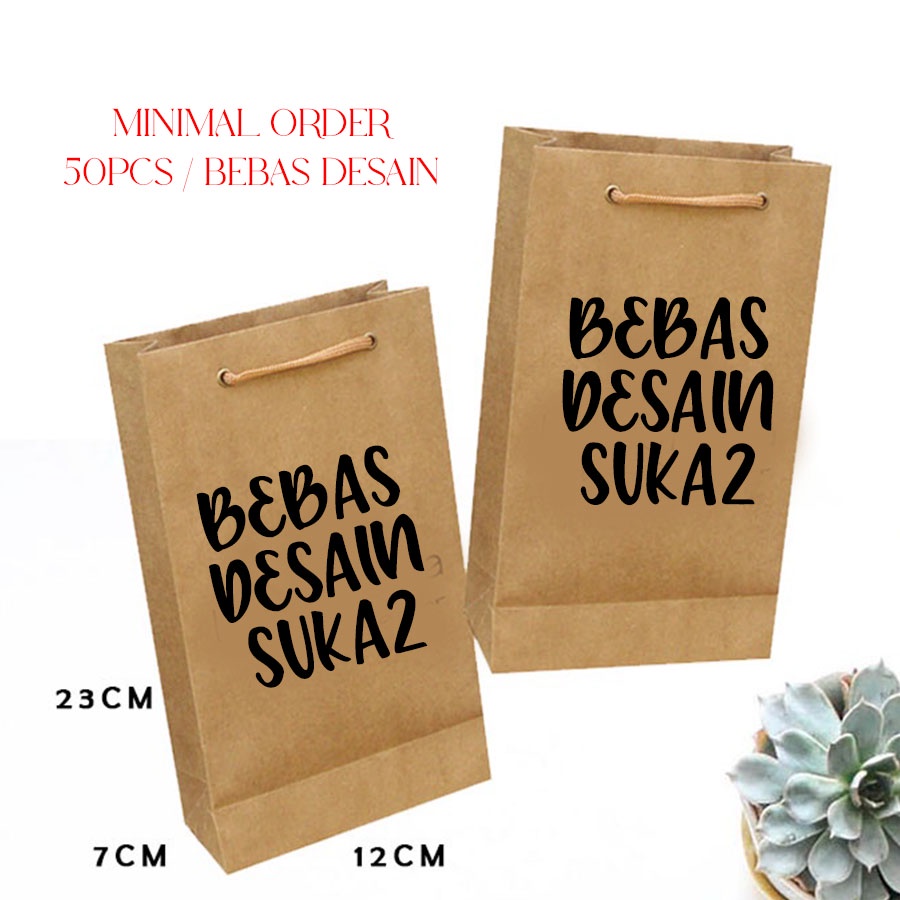 

(+BEBAS DESAIN) Paper Bag Coklat Polos 23x7x12 cm Paper Bag Kado Souvenir Packing Olshop Gift Bag Papper Kraft MuraH