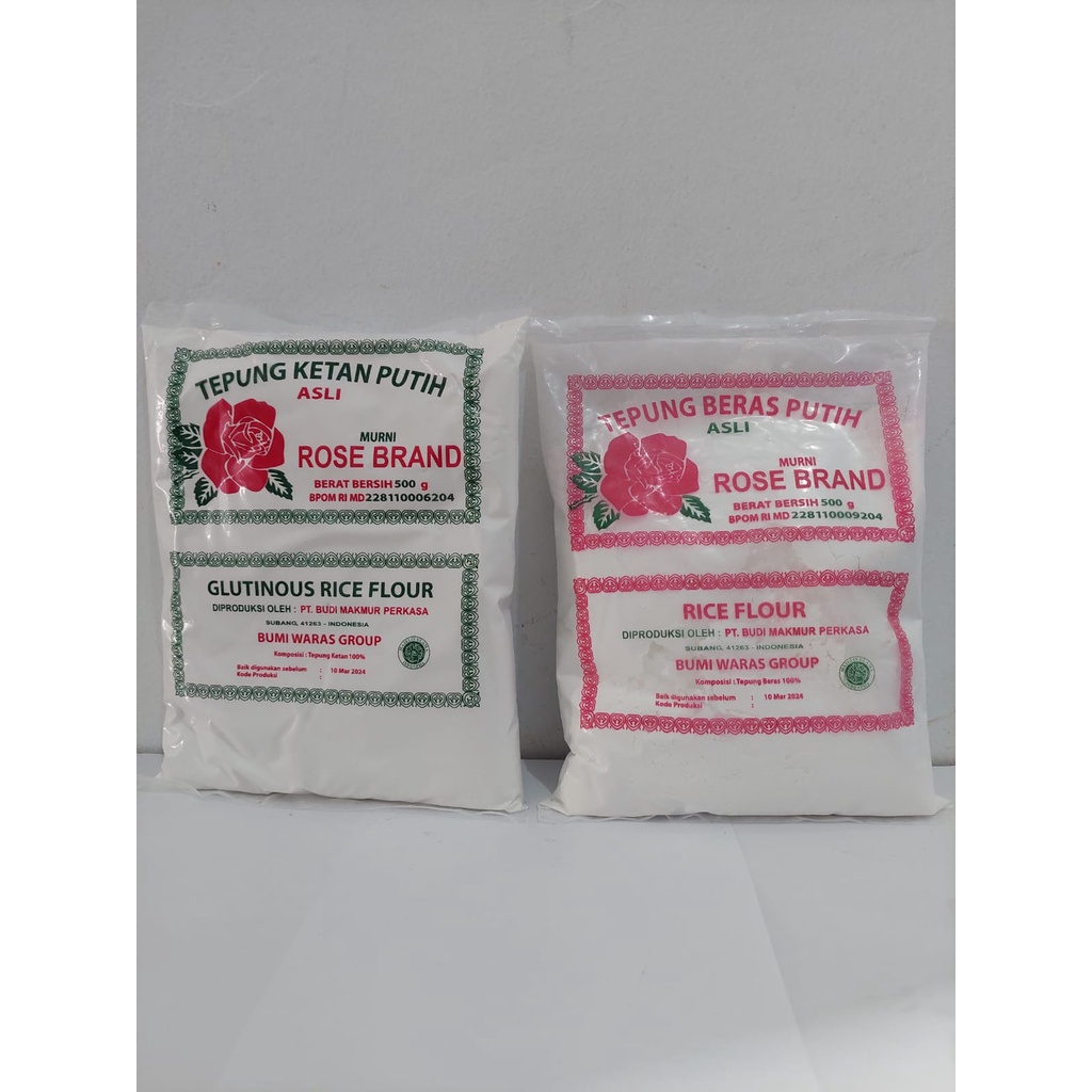 

ROSE BRAND ..... TEPUNG BERAS PUTIH DAN TEPUNG KETAN PUTIH 500 GRM
