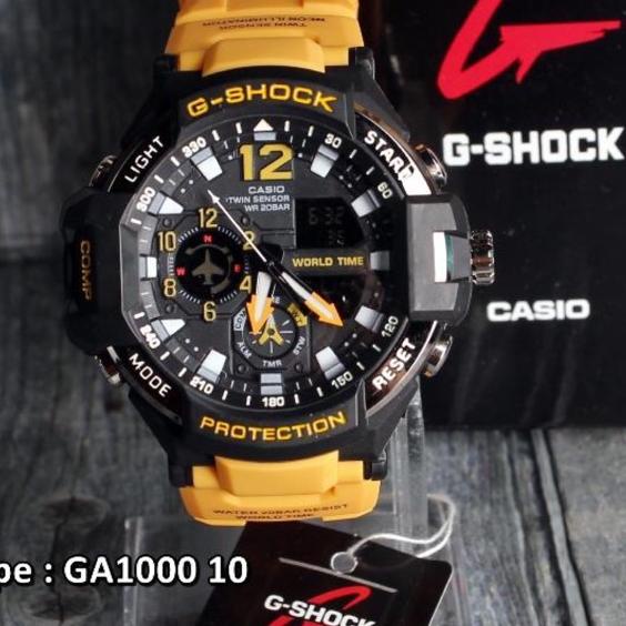 ✔️Terbaru✔️ JAM TANGAN NEW G SHOCK GA-1000 ga1100 RUBBER KUNING DOUBLE TIME CASIO