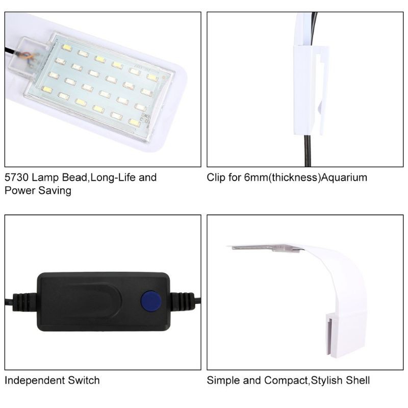 SAKKAI PRO Led-03 Lampu Aquarium Aquascape Clamping Nyala 3Mode 6watt Jepit