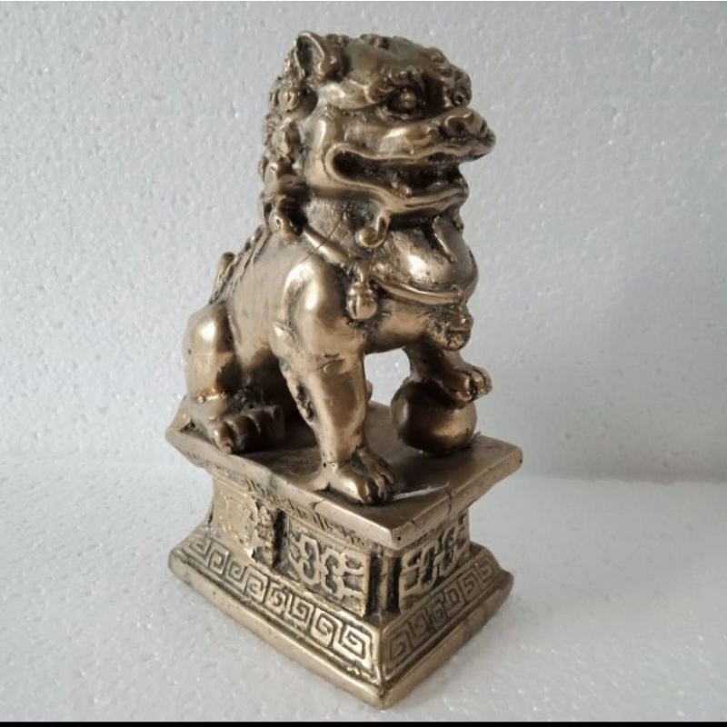 Patung Singa Qilin Kuningan Asli