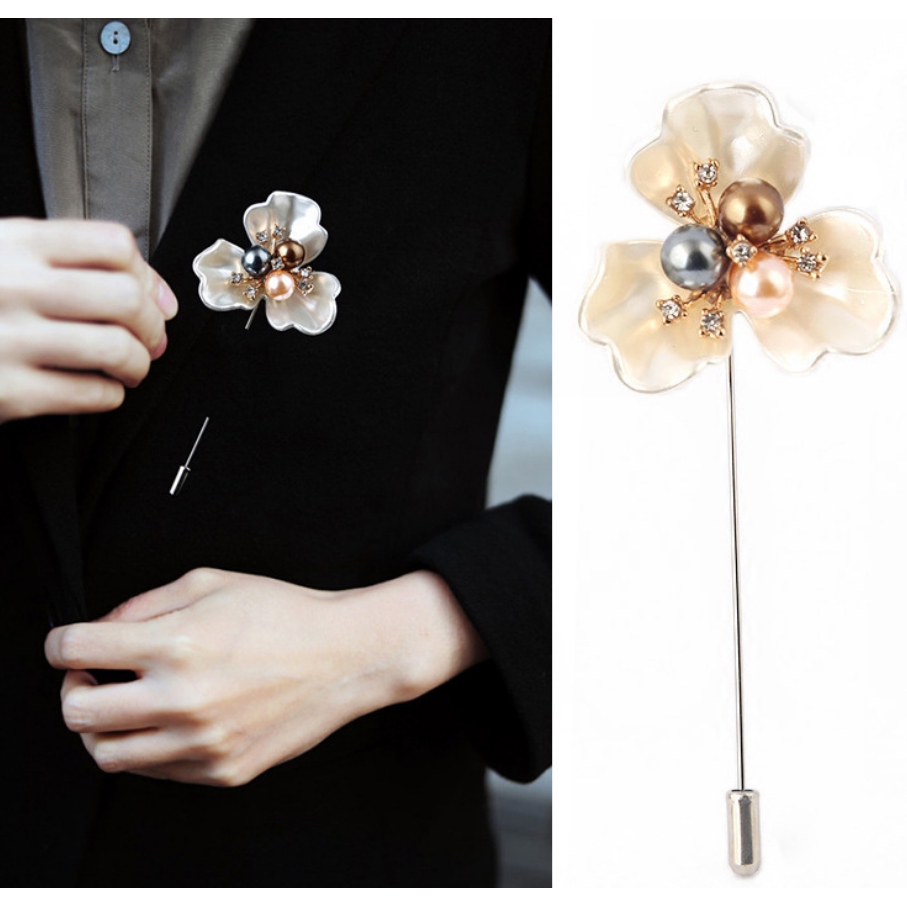 OSM - F511 Korea Bros Bunga / Brooch Mutiara / Bros Pin Untuk Sweater Cardigan Blazer Jilbab-2