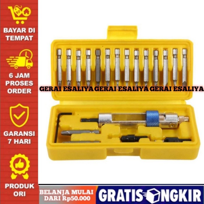 Bor Manual 2 in 1 Bor Tangan Manual dengan Obeng Set - XF00110 - Kuning