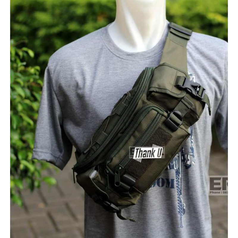 WAISTBAG ARMY TACTICAL // WAISTBAG PRIA (tanpa Tali)