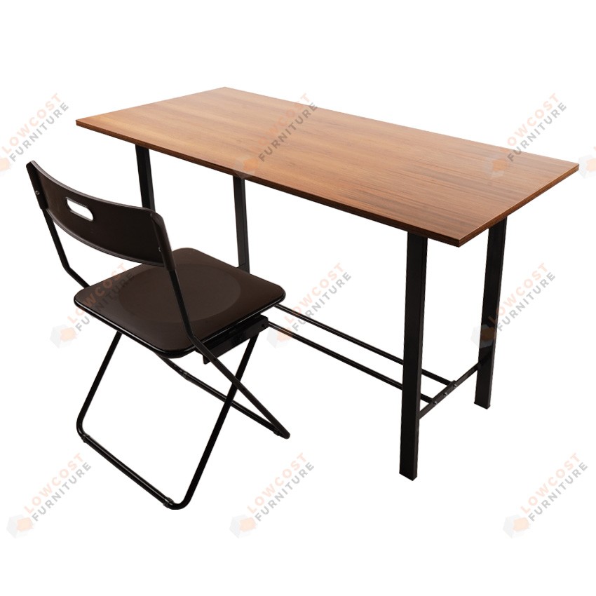 Meja belajar tulis kerja kantor kayu besi WFH Minimalis - Meja + Kursi