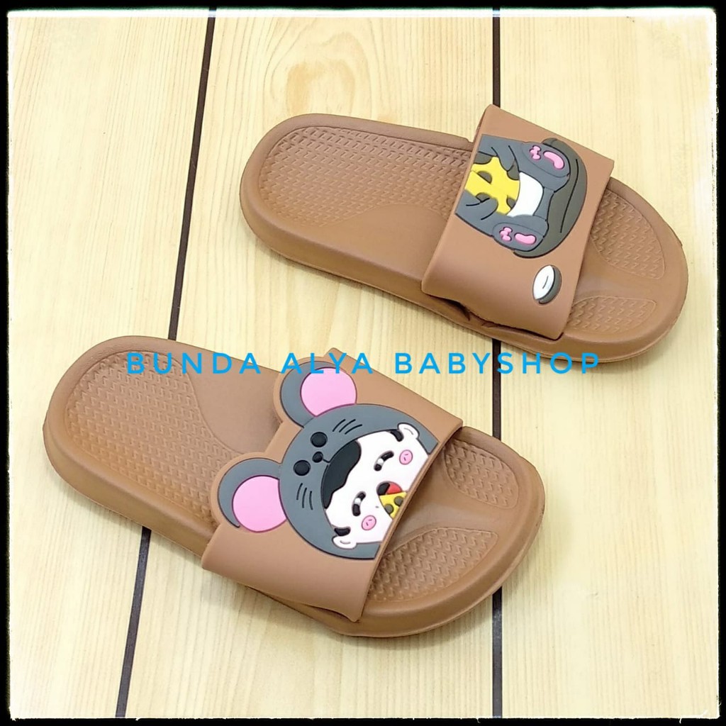 Sendal Anak Perempuan Umur 2 3 4 5 6 Tahun Elastis COKLAT - Sandal Anak Cewek Elastis Size 25 - 35 Karet Anti Licin