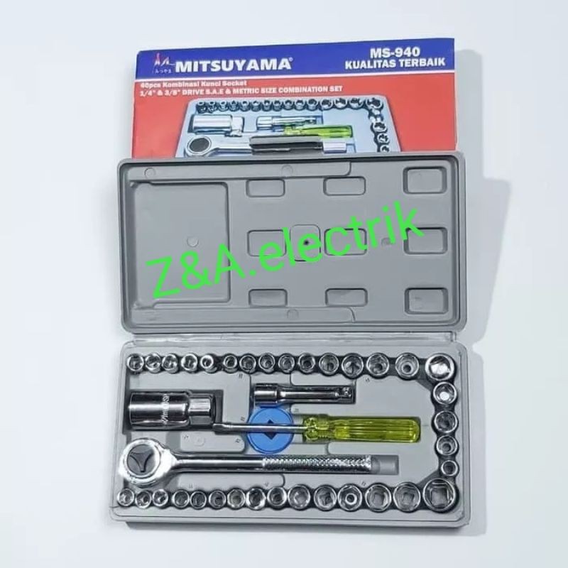 Kunci Shock 40 Pcs Kombinasi Tool Set Sock MS-940 MITSUYAMA