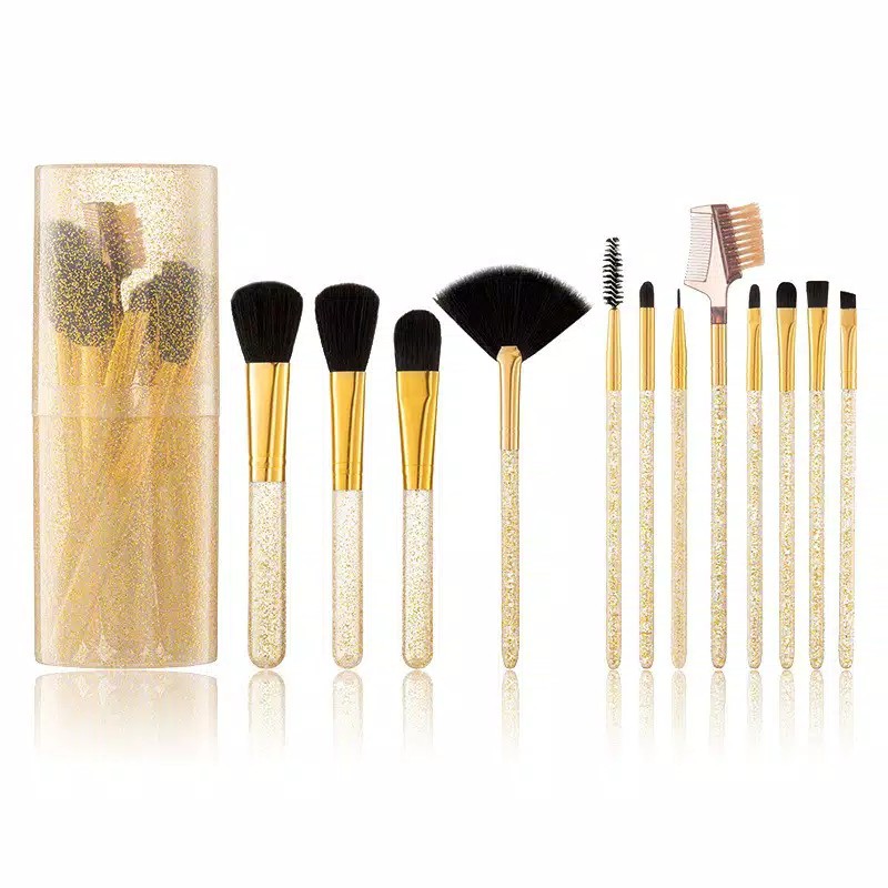 MF23 Kuas Alat Make Up Kosmetik Tabung 12pcs Brush 12 Set In Tube Pro Rias MakeUp Import