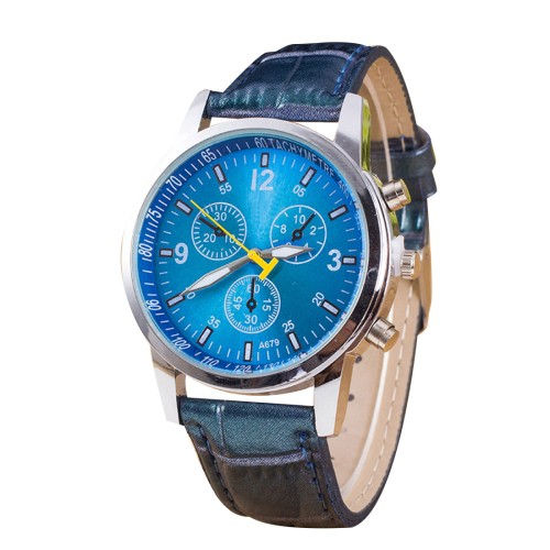 SS6107 - LUMINOUS ROUND QUARTZ WATCH BLUE / JAM TANGAN UNISEX
