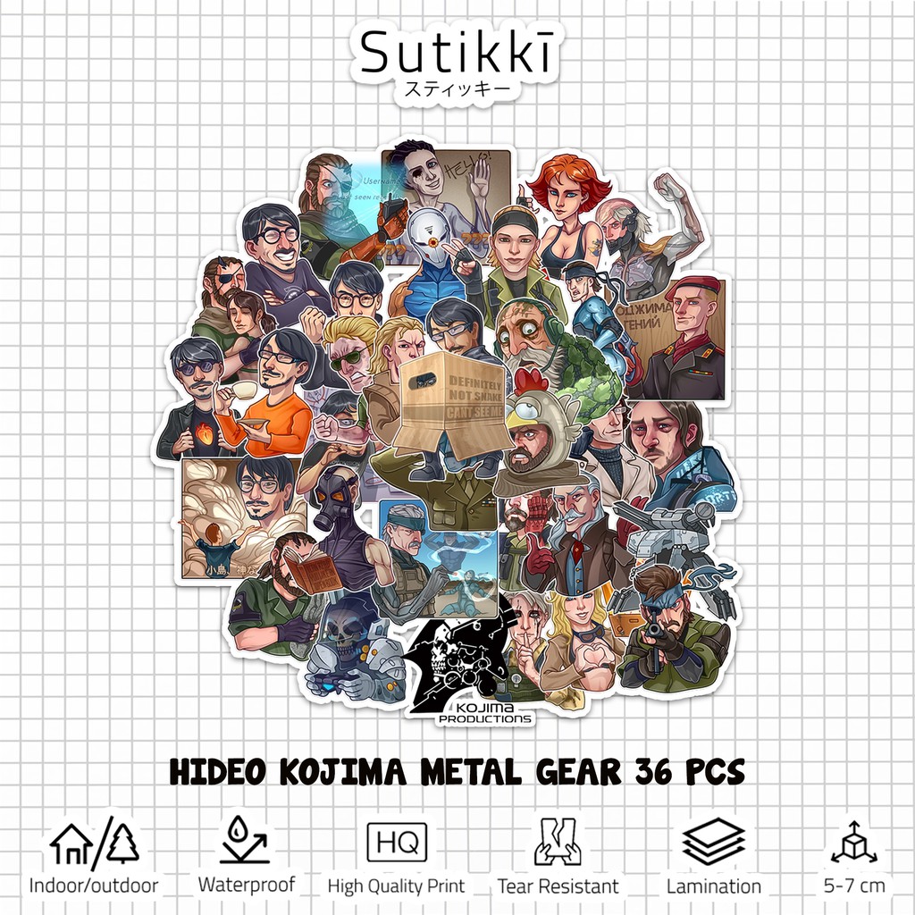 Sutikki | Sticker Pack Hideo Kojima Metal Gear Solid Konami Stiker Laptop Vinyl | Video Game