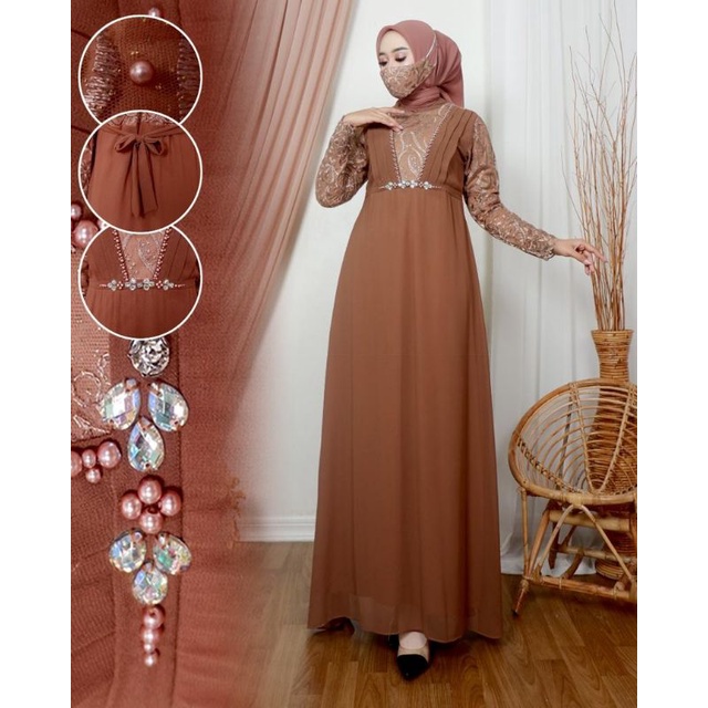 Safira Dress Nj / Kebaya Gamis Modern / Gamis Pesta Mewah / Gamis Populer / Kebaya Gamis / Gamis Bridesmaid