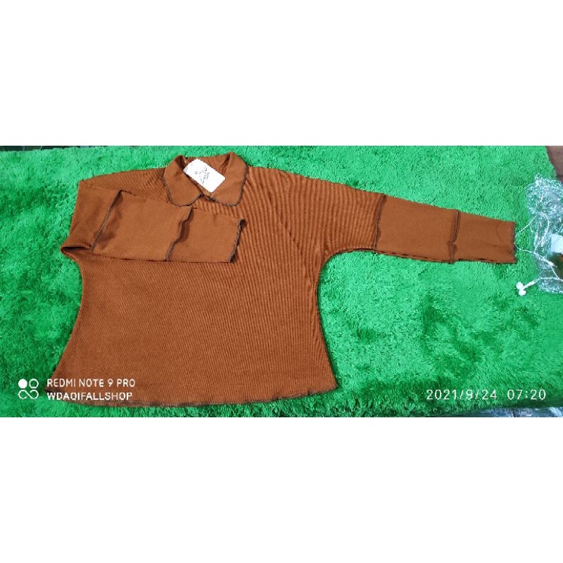 WDAqifa Fashion Setcel Bolbal Kerah Original Clarke Oversize Ready Caramel Setelan Celana