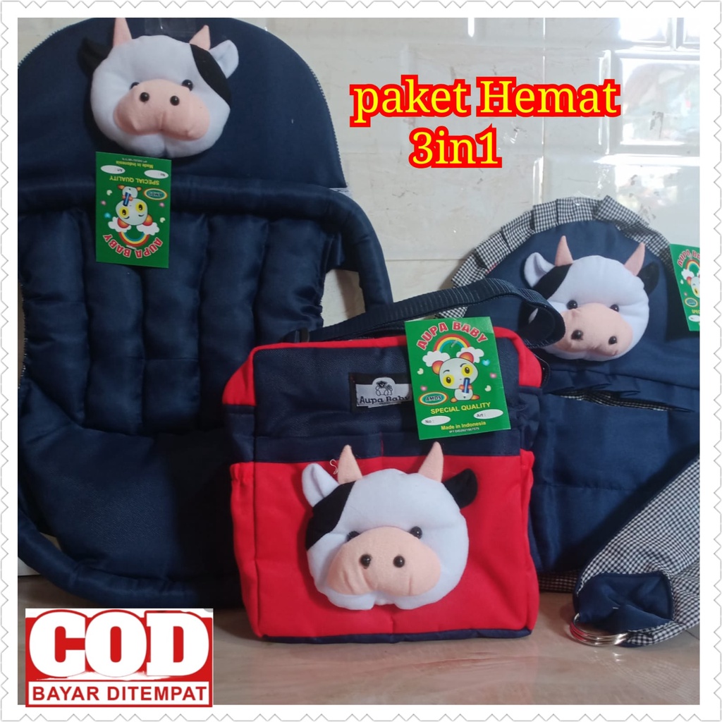 Paket 3IN1 Gendongan Depan Sapi Tas Bayi Sapi dan Gendongan Samping Sapi