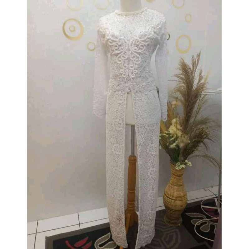 kebaya akad putih modern
