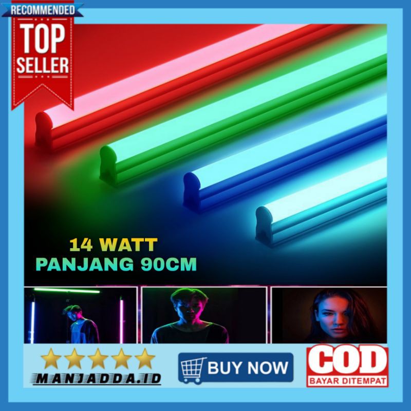 MJ35 LAMPU LED HIAS NEON BERWARNA PENCAHAYAAN LAMPU TERANG 14 WATT PANJANG 90 CM MEWAH