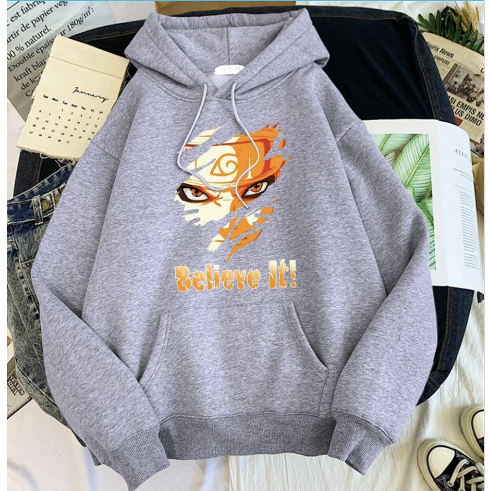 BELIEV IT! NARUTO Anime Jumper Hoodie II Sweater Hoodie Anime II Sweter Oblong Topi Sz M - XL ( Pria &amp; Wanita / Anak &amp; Dewasa )