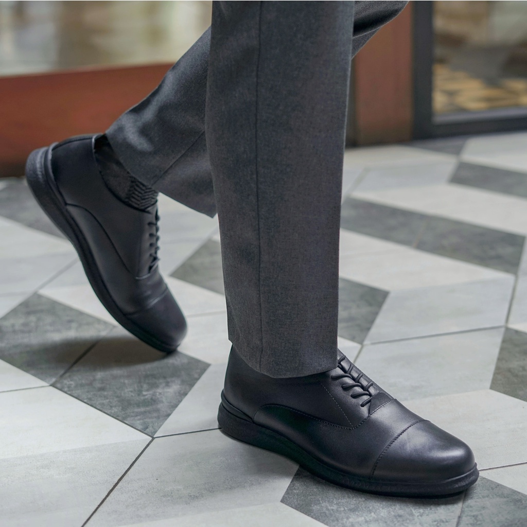 OXFORD 3.0 BLACK (Kulit Asli) - Sepatu Formal Pria Pantofel Pria Kulit Asli Casual Kerja Kantor Kuliah Pantopel Hitam Tali Kasual Original