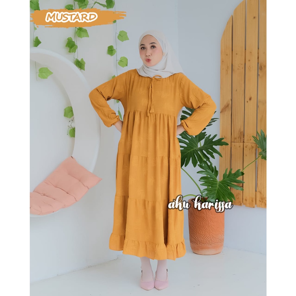 Midi dress nesya kringkel original by aku karissa cringkel pom pom terbaru baju muslim lucu modis terbaru muslimah fashion ootd kondangan hangout remaja kondangan