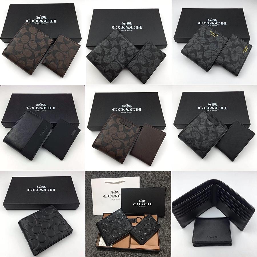 Asli baru coach 74064 Tas PriaDompetDompet Lipat、dompet pria kulit asli、dompet pria panjang branded