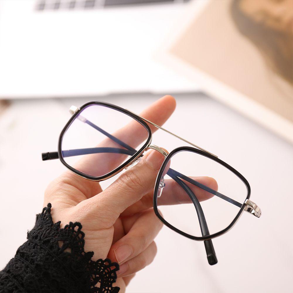 Kacamata Populer Kacamata Kelas Komputer Unisex Double frame Polygon Retro Kacamata Baca