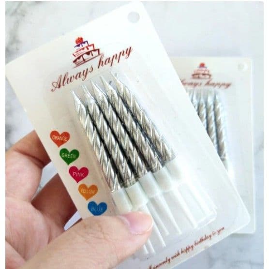 TGM - Lilin Ulang Tahun Ulir / Spiral Pendek Metalik Isi 10 pcs Aneka Warna