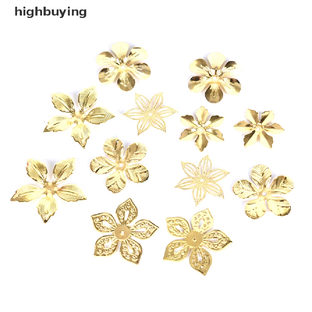 Hbid 50Pcs / Set Charm Metal Bentuk Bunga Gaya Vintage Untuk DIY Perhiasan / Craft