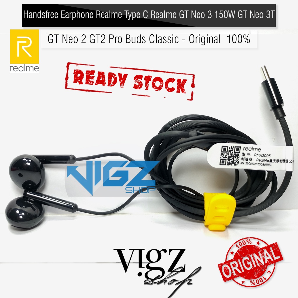 Handsfree Earphone Realme Type C Realme GT Neo 3 / GT Neo 3T / GT Neo2 / GT2 Pro Buds Classic Original 100%