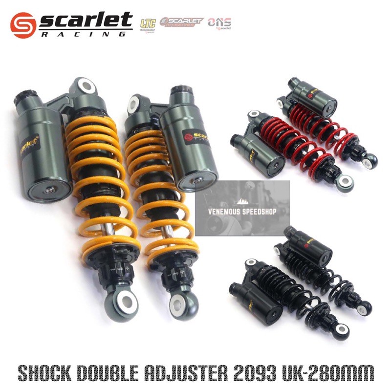 Shock Tabung Belakang Scarlet Racing Double Adjuster 2093 Ukuran 360mm