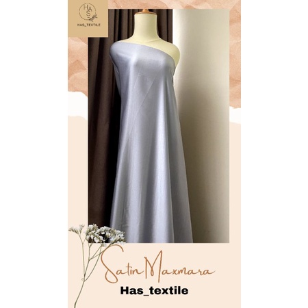 Kain Satin Maxmaaraa Original Pure Silk Warna Silver Abu abu
