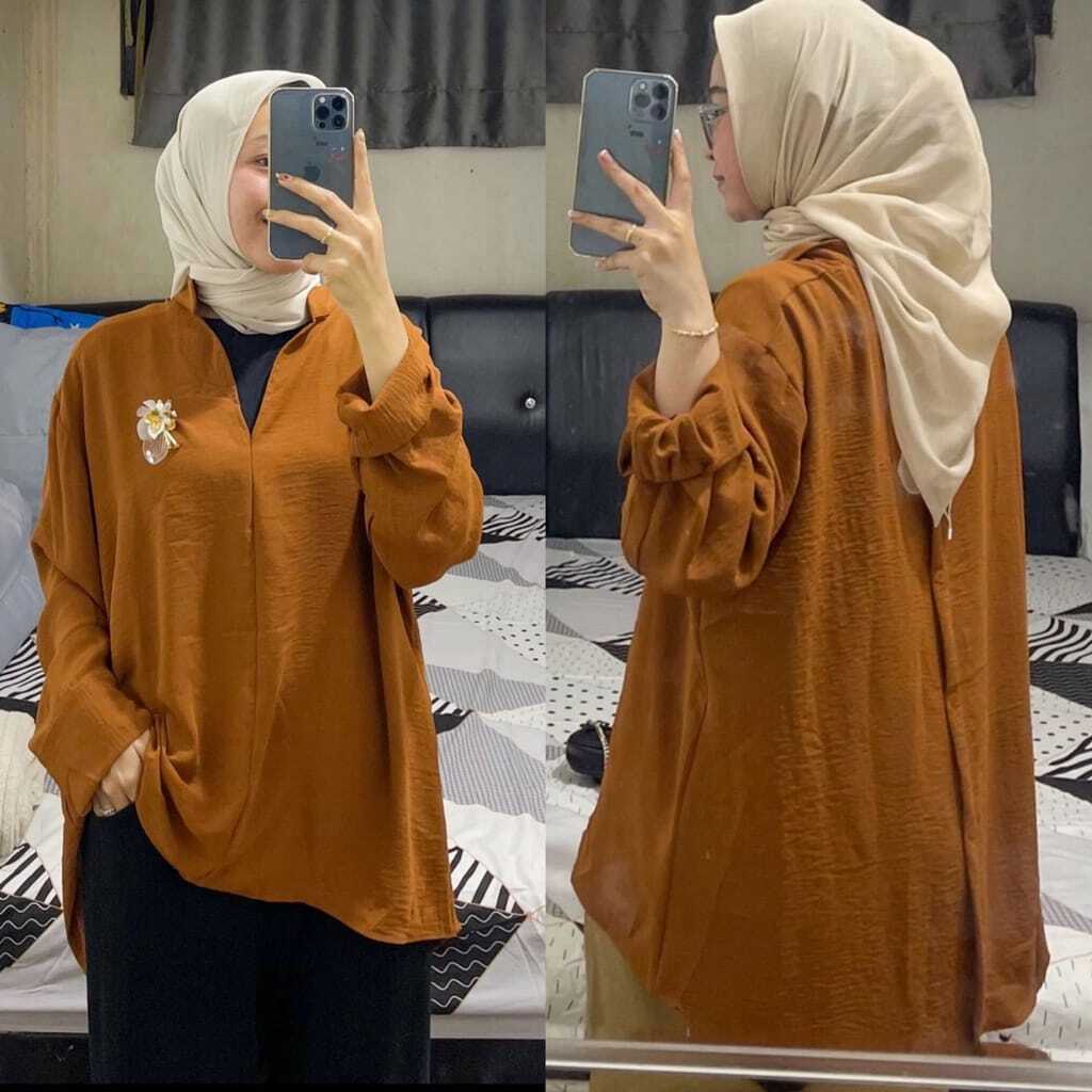 YENI BLOUSE / KEMEJA BLOUSE WANITA CRINKLE  / KEMEJA KERJA OOTD SELEBGRAM CRINKLE TERBARU