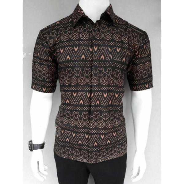 Size M L XL XXL BSWART Batik HRB026 Kenongo Hem Batik Monochrome Semut Coklat Kemeja Batik Pria