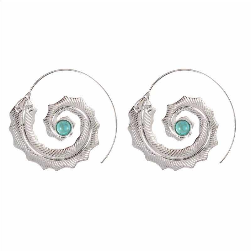 Anting Drop 925 Silver 18k Gold Bentuk Daun Spiral Aksen Berlian Imitasi Warna Hijau