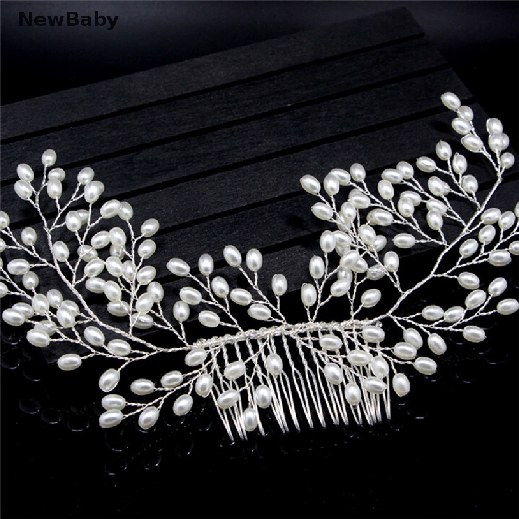 NewBaby Luxury Vintage Bride Hair Accessories Handmade Pearl Wedding Jewelry Comb ID