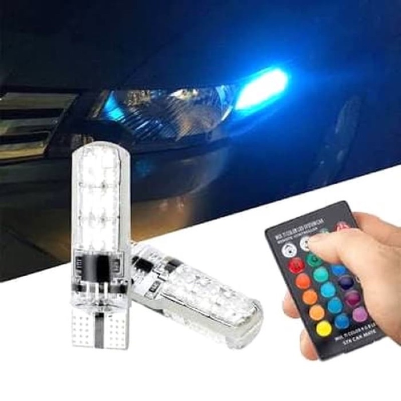 2 Lampu LED T10 Remote RGB Lampu Kota Senja Motor / Mobil - Lampu Remote MURAH DAN BERKUALITAS