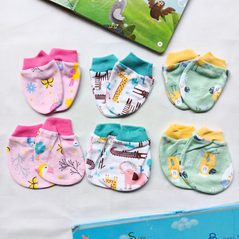 Mitten Sarung tangan Dan kaki Bayi Newborn rib Little q SNI