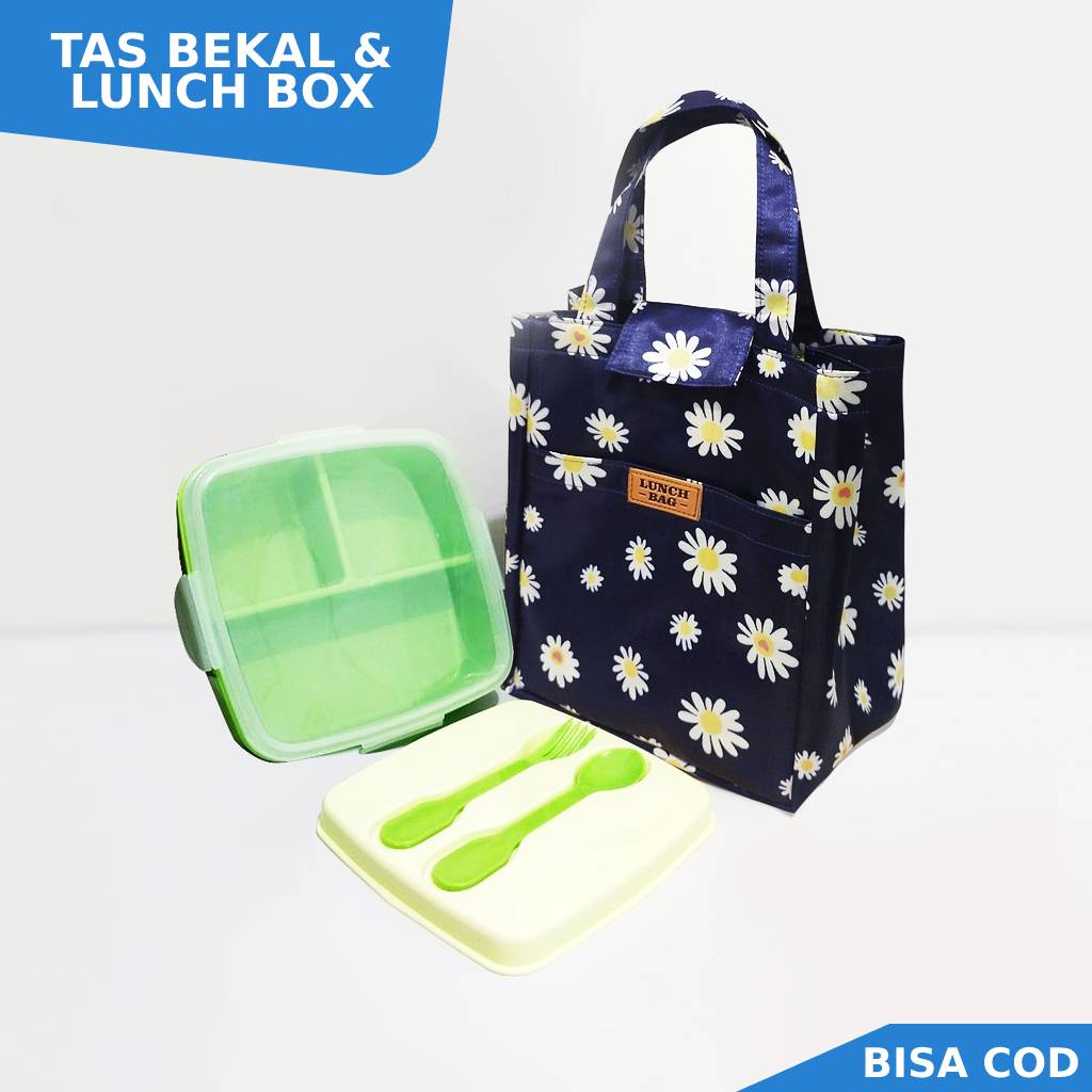 Set Tas Bekal Wadah Bekal Makanan Lunch Box Tempat Bekal Makanan 1 Set Dewasa Tahan Panas dan Dingin