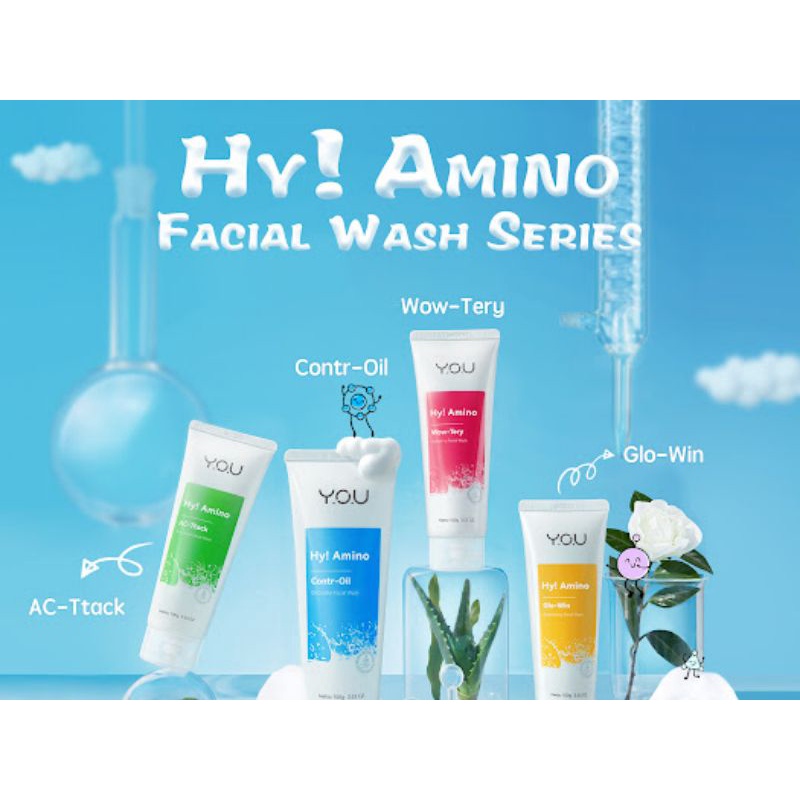 YOU Hy!Amino Anti Acne|Oil Control|Facial Wash SERIES 100 gr|SABUN WAJAH AMINO ORIGINAL 100%