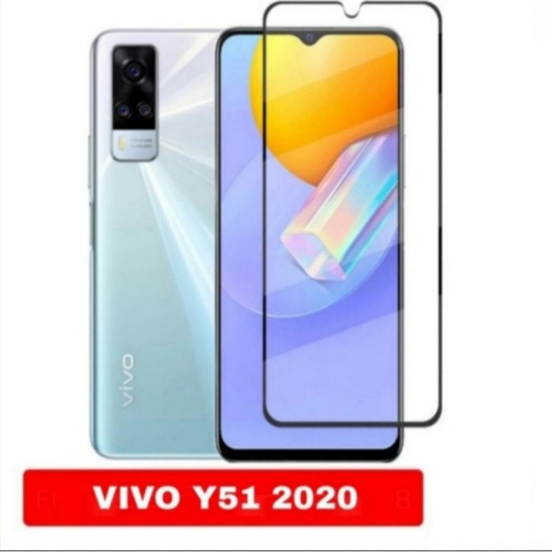 Tempered Glass Full Lem Vivo Y51 New 2020 + Tg Camera Lensa 2 in 1