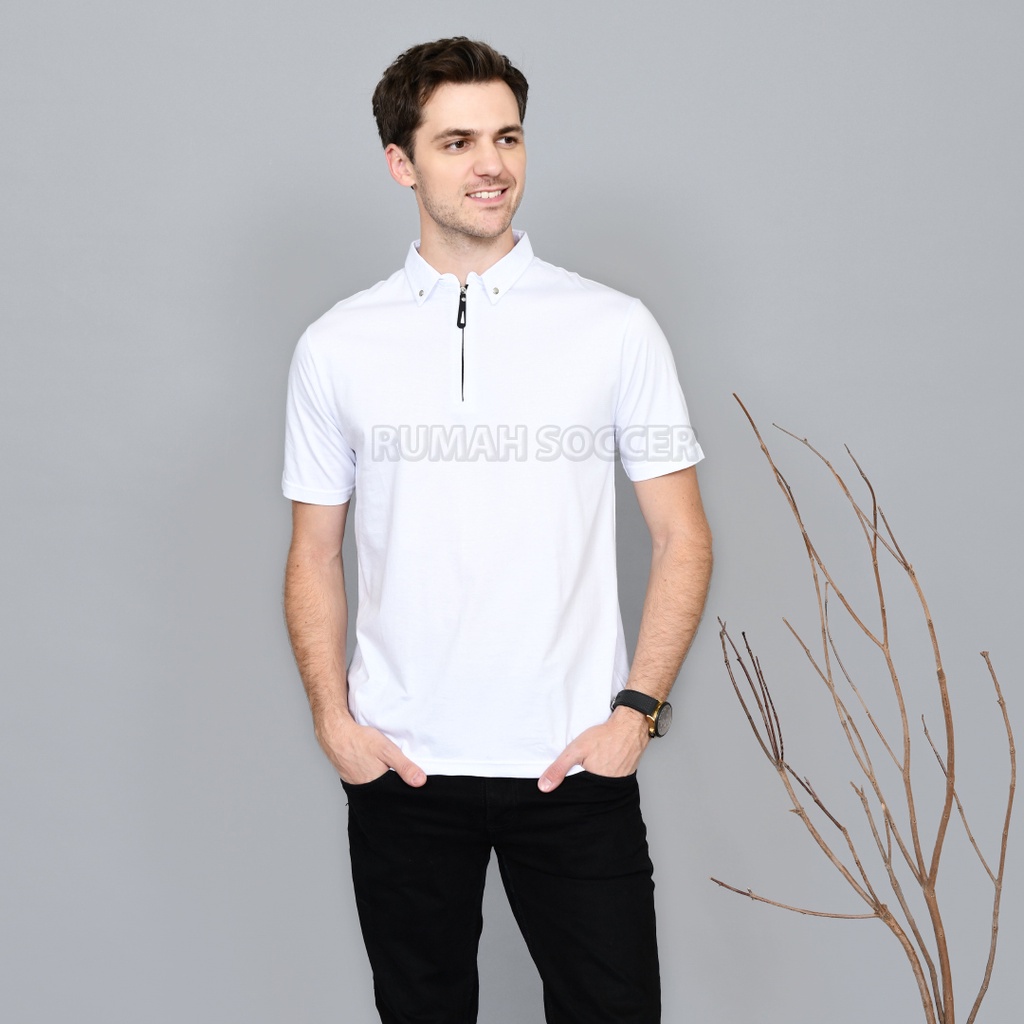 Baju Kaos Tshirt Pria ELYON Kerah Resleting Terbaru Terlaris