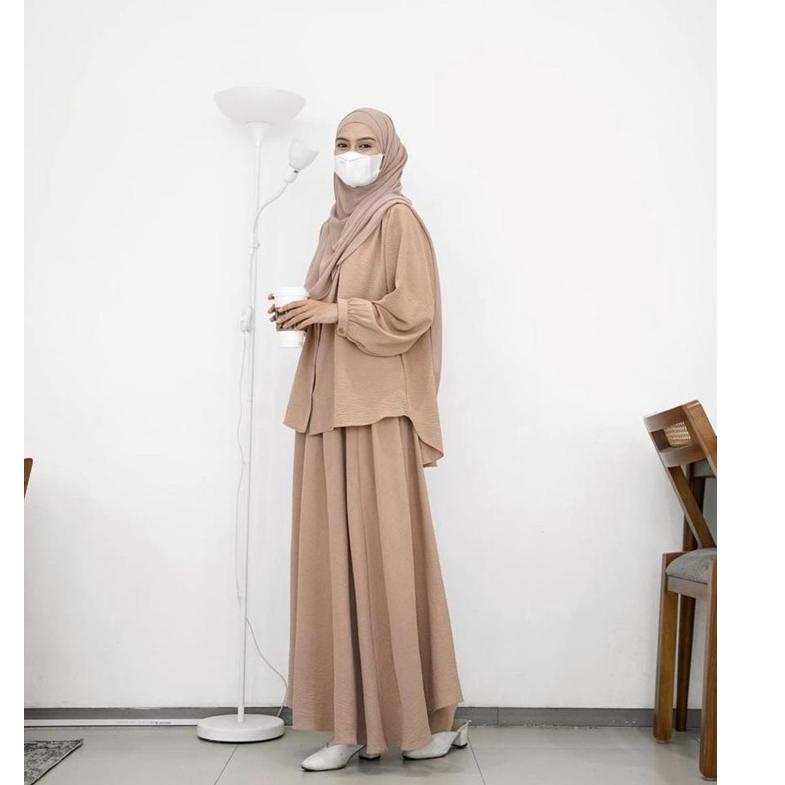 Serbuuuu.. Naura Set/HANARA SET Stelan Rok bahan airflow crinkle/ One Set Rok