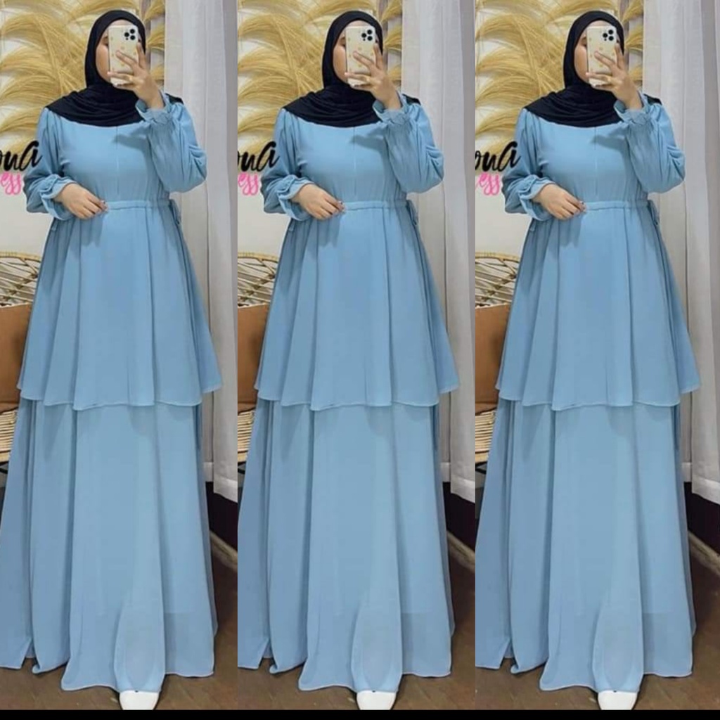 serena maxi gamis malasya ceruty bebydoll/gamis ceruty bebydoll susun/ gamis ceruty bebydoll terbaru