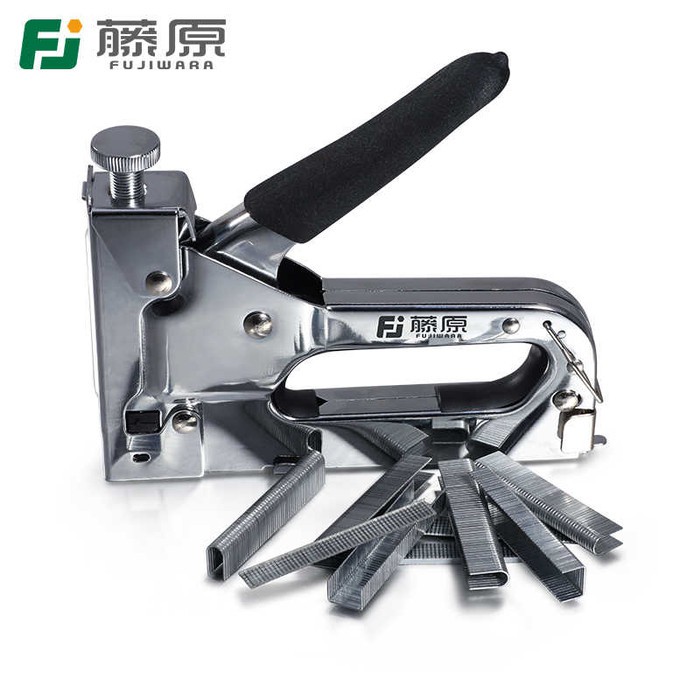 

FUJIWARA Kuku Stapler Manual Alat Tiga dengan 800 Staples Terpasang