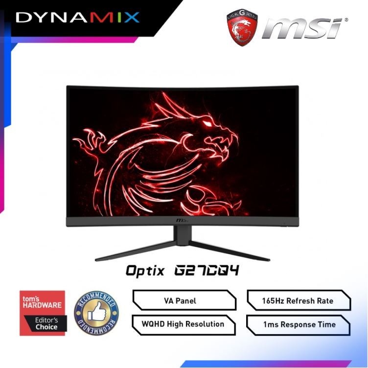 [tanpa palet kayu ya] MSI Gaming Monitor OPTIX G27CQ4 27&quot; Curved WQHD 165Hz 1ms AMD FreeSync GARANSI RESMI | 27 inch