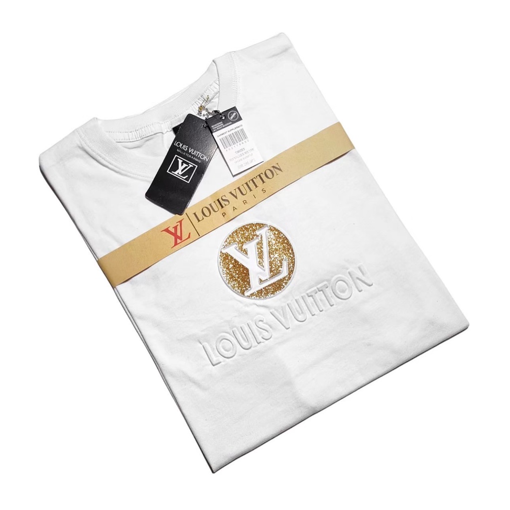 BAJU KAOS PRIA T-SHIRT LOUIS VUITTON ORIGINAL EMBOS TIMBUL WARNA COMBAD 30S PREMIUM LENGAN PENDEK M 