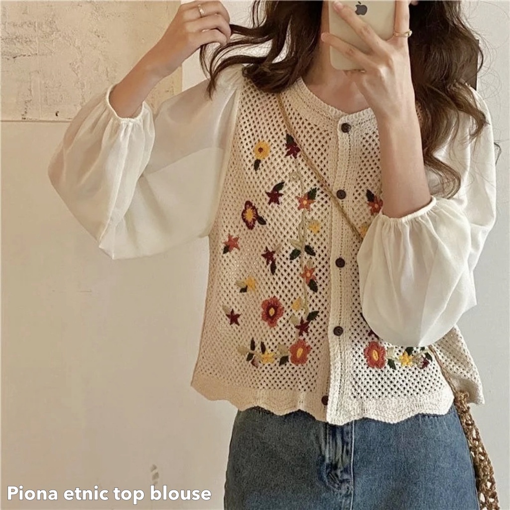 Piona etnic top blouse -Thejanclothes