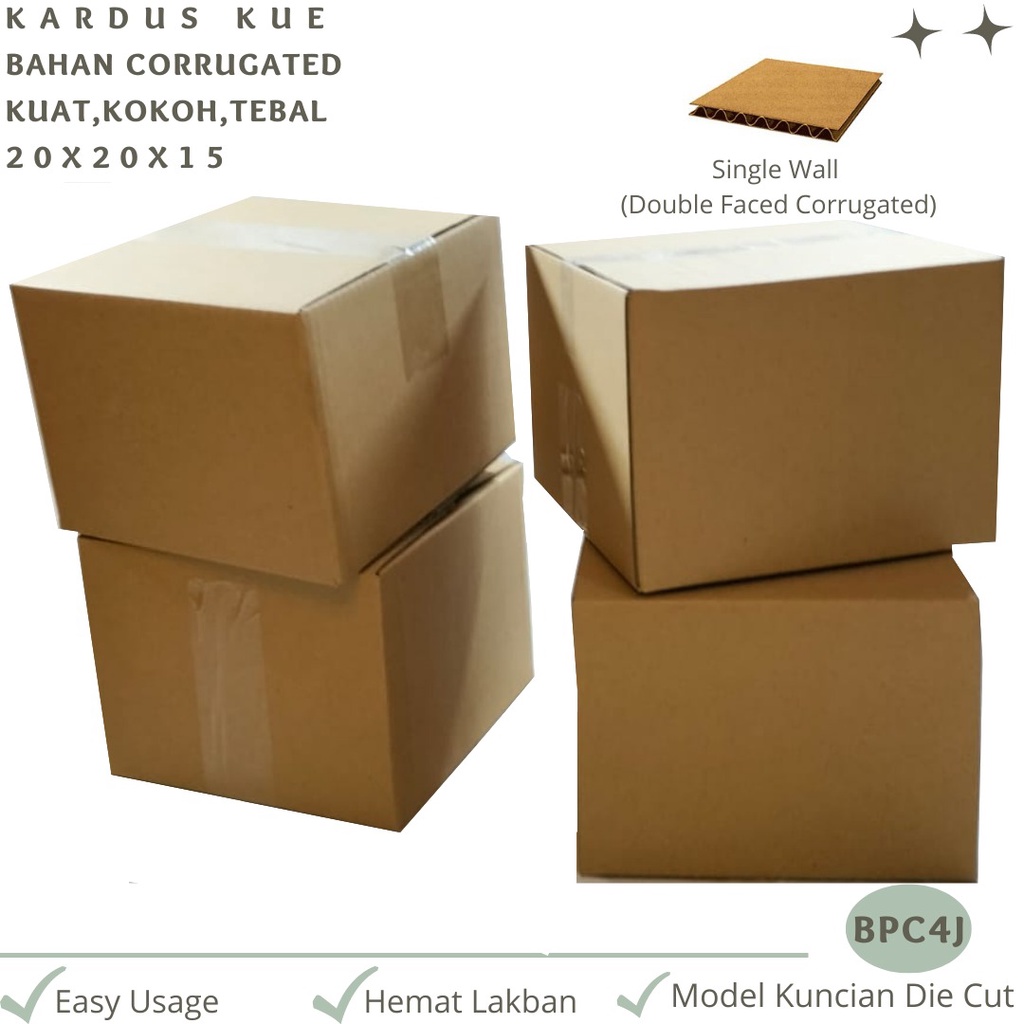 Kardus Packing 20X20X15 Corrugated Die Cut E-flute (BPC4J)